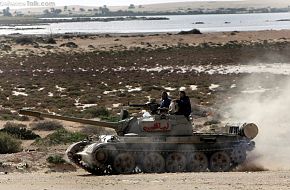 Free Libyan Army T-55 during the battle of Brega