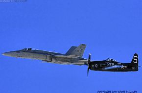 US Navy Legacy Flight -  F/A-18-C Hornet and F8F Bearcat