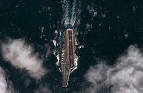 Satellite view of Varyag Aircraft Carrier, China