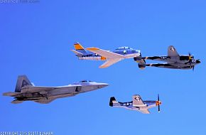 USAF Heritage Flight P-38 P-51 F-86 F-22A
