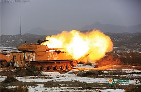 China ZTD-05 tracked amphibious assault vehicle (AAV) fires its 105mm gun
