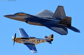 USAF Heritage Flight F-22A Raptor & P-51 Mustang Fighter Aircraft
