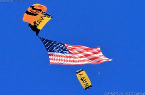 US Navy Leap Frogs and US Army Golden Knights Parachute Teams