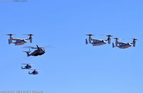 USMC MV-22 Osprey CH-53E Super Stallion and UH-1 Venom