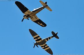 US Navy FG-1D Corsair and RAF Supermarine Spitfire Mark IX