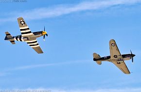 US Army Air Corps P-51D Mustang and P-40K Warhawk