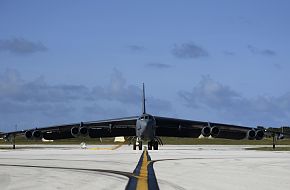 B-52H Stratofortress bomber taxis after landing