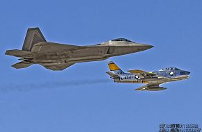 USAF Heritage Flight F-22A Raptor and F-86 Sabre Fighters