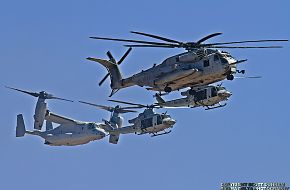 USMC MV-22 Osprey, CH-53E Super Stallion and UH-1Y Venom Aircraft