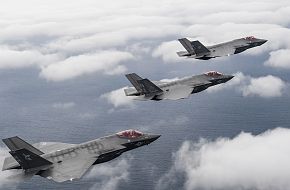 Three F-35C Lightning II Fighter jets