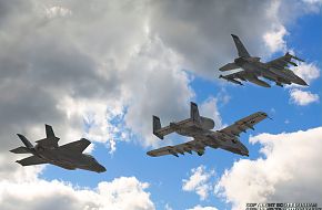 USAF F-35A Panther, A-10 Warthog and F-16 Viper Fighter/Attack Aircraft