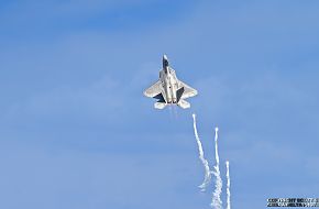 USAF F-22A Raptor Air Dominance Fighter Launching Flares