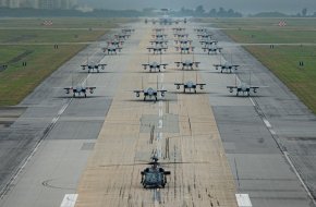 F-15C/D Eagle fighter jets Elephant walk at Kadena Air Base, Japan