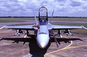 A RAAF F/A-18 loaded up for air to air with 10 AAM's...