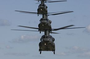 C Squadron 5 Avn Regt CH-47D Chinooks lined up for 10th anniversary celebra