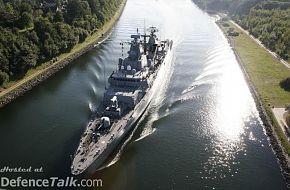 FGS Bayern passing Kiel Canal between Baltic and North Sea.