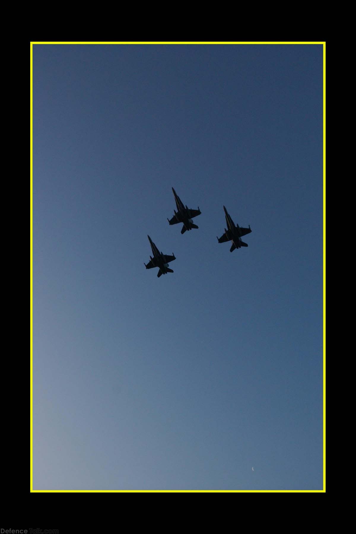 75SQN Hornets flypast of HMAS Kanimbla ANZAC day 2003 Arabian Gulf