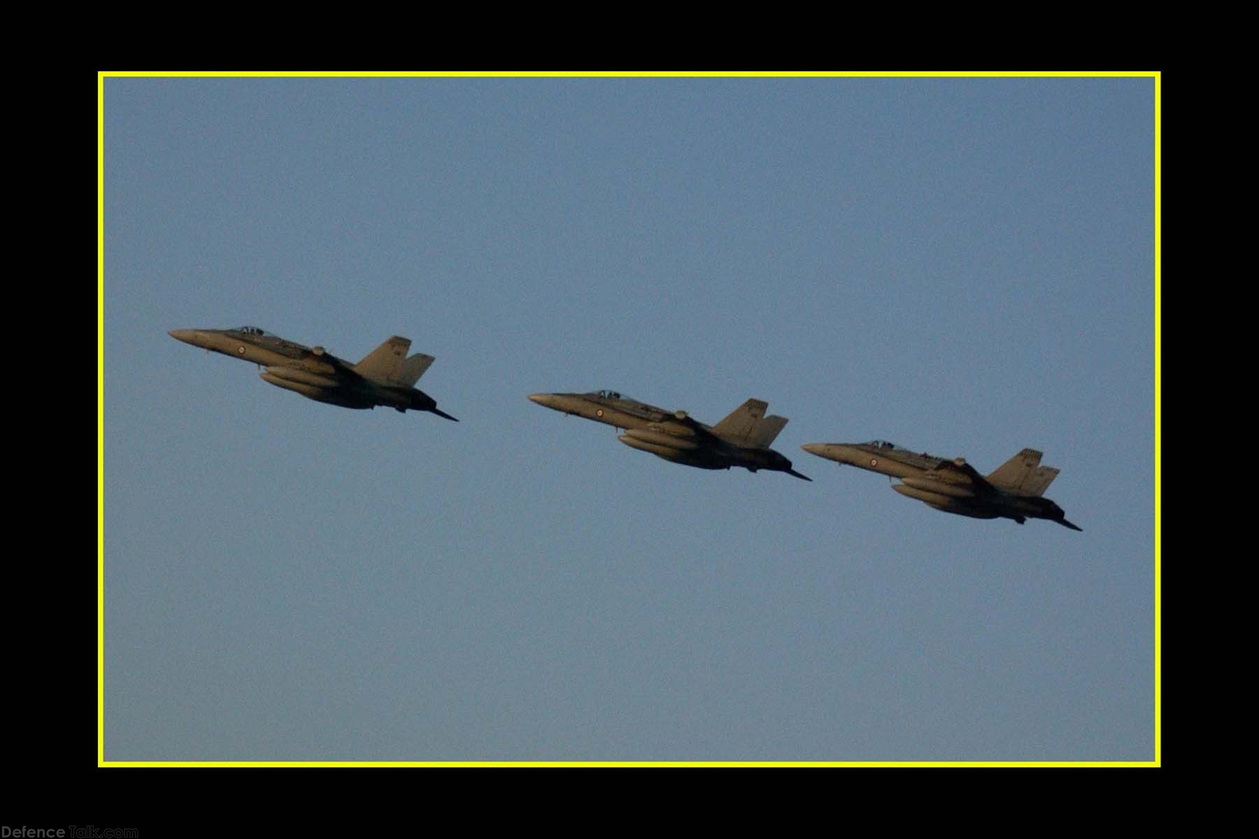 75SQN Hornets flypast of HMAS Kanimbla ANZAC day 2003 Arabian Gulf