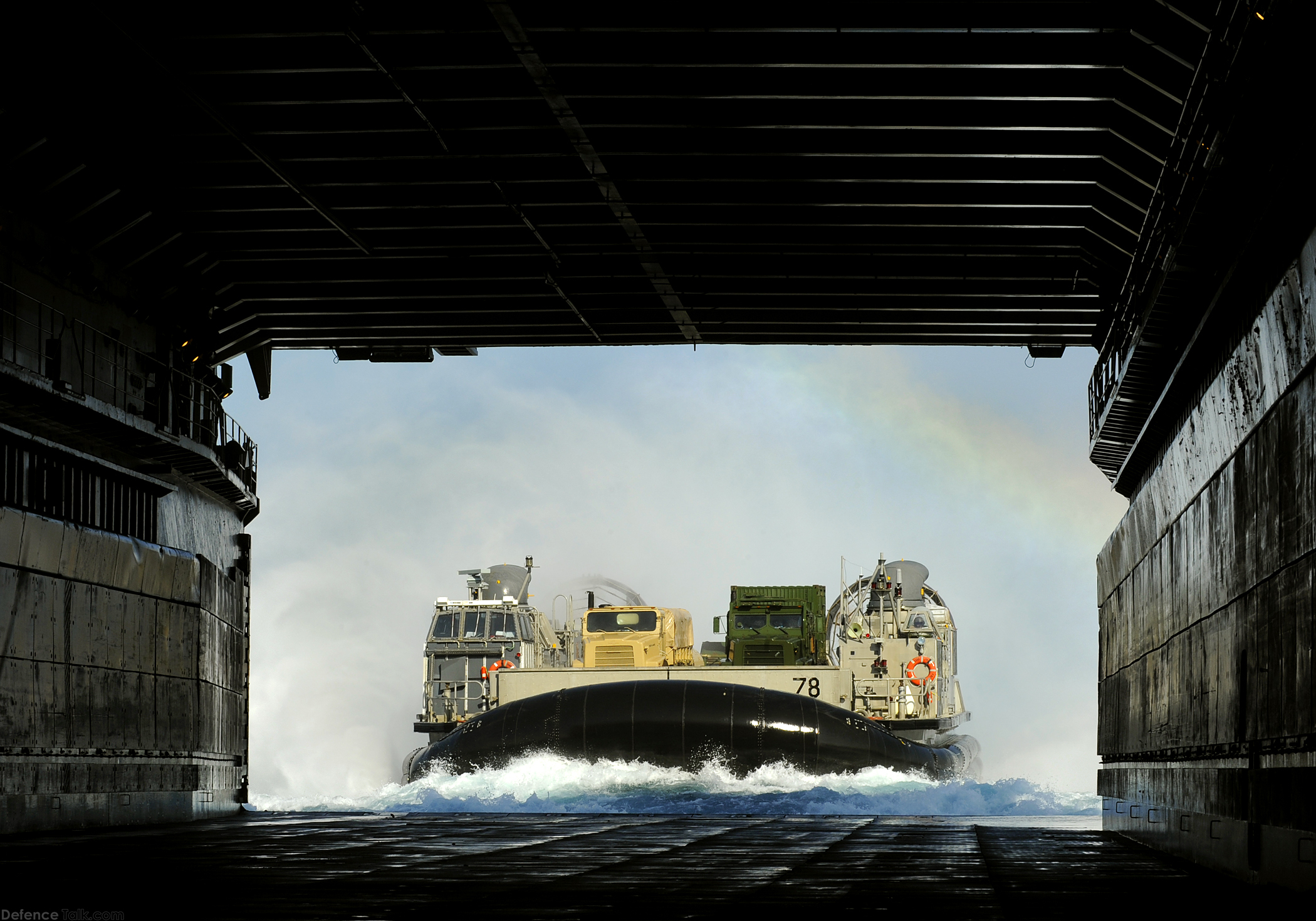 A landing craft approaches LSD 43 - Bright Star 2009