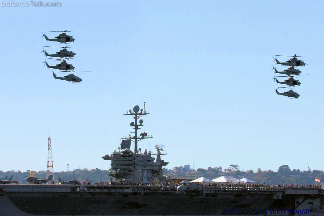 AH-1 & UH-1 flyover CVN 74 USS John C Stennis