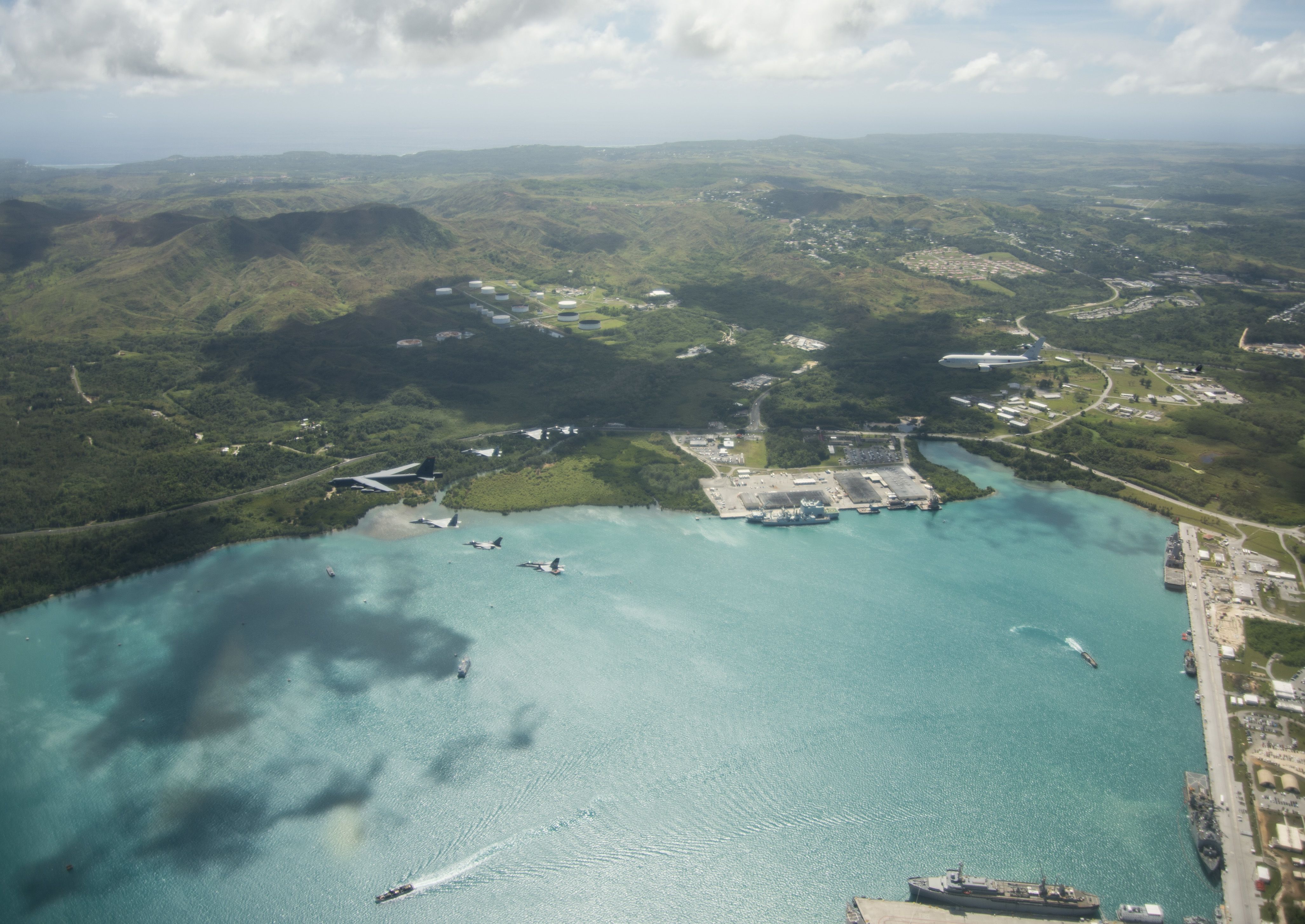 Aircraft from the United States, Australia and Japan participating in COPE North 2019