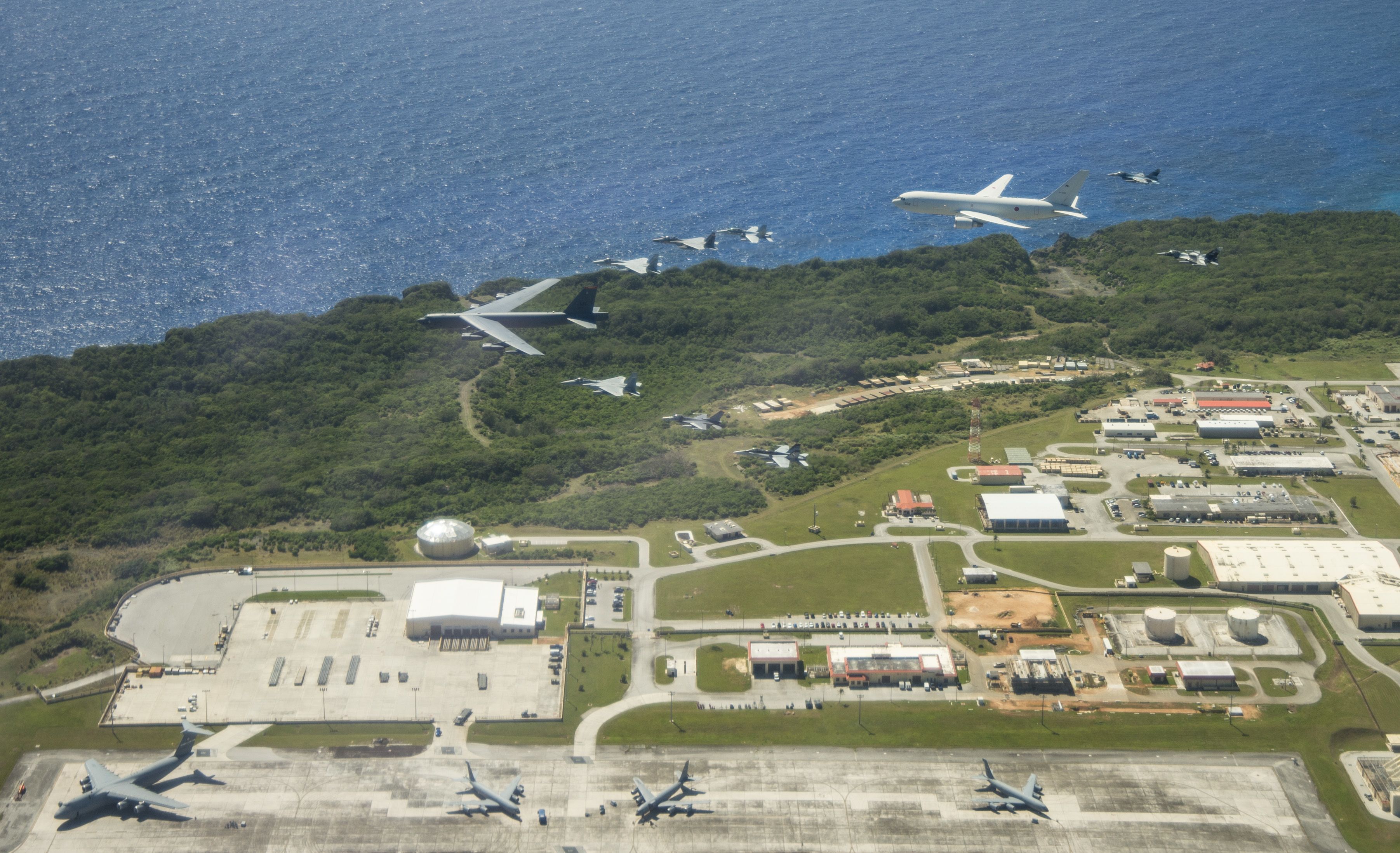 Aircraft from the United States, Australia and Japan participating in COPE North 2019