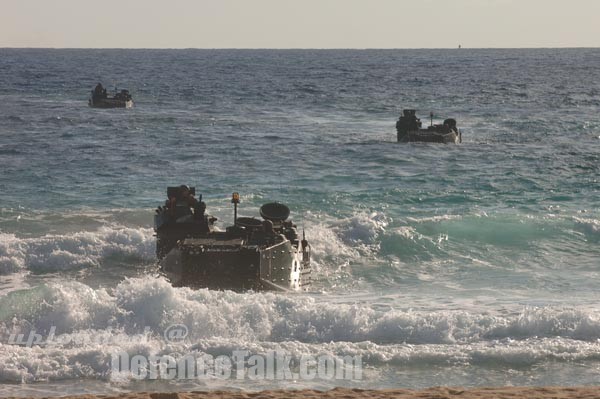 Amphibious Assault Vehicles (AAV) with Marines