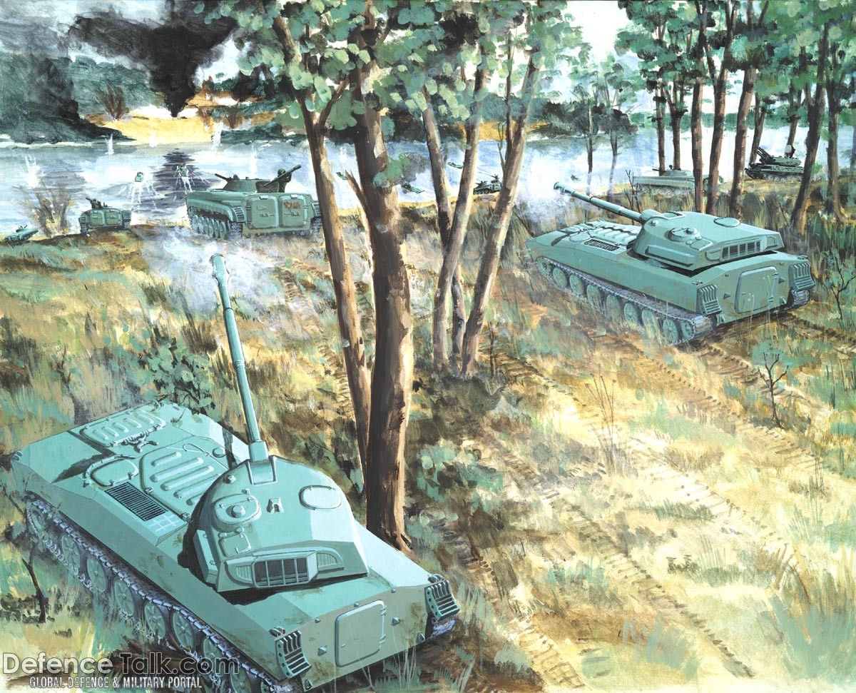 Artillery Supporting River Crossing - Military Weapons Art