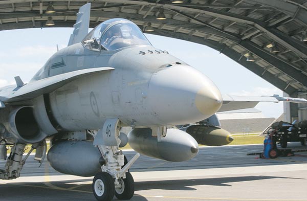 Australian F/A -18 Hornet carrying Mk 84 bomb and AIM-132 ASRAAM Missile