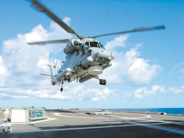 Australia's first SH-2G-A Super Seasprite conducting flight trials on HMAS