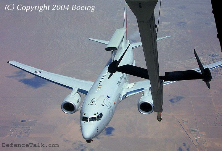 Australia's first Wedgetail AWACS undergoing air to air refuelling trials i