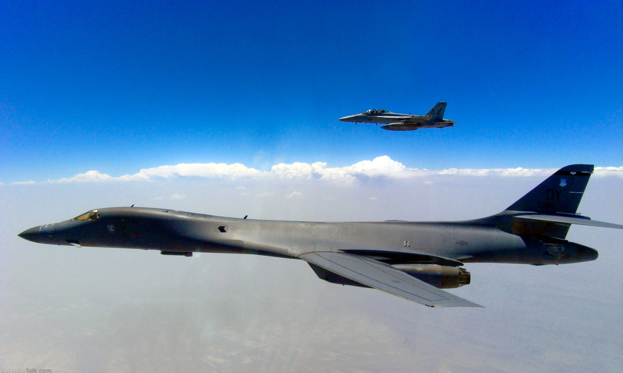 B-1B Lancer and F/A-18-F Superhornet