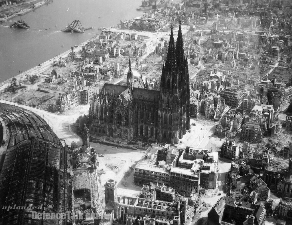 Bomb damage over Cologne.