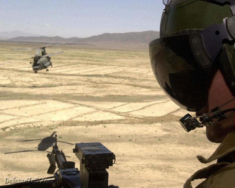 Brit Chinook Gunner over Afghanistan