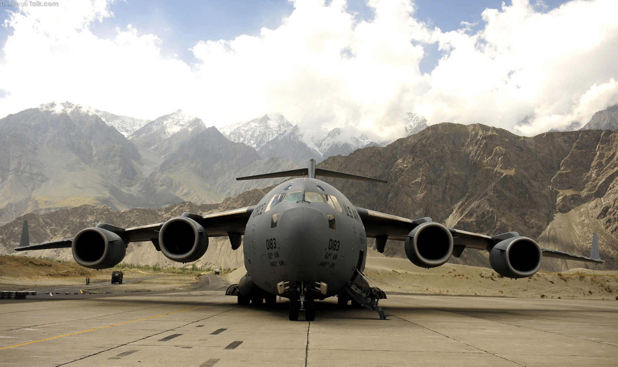 C-17 Globemaster III aircraft in Skardu, Pakistan