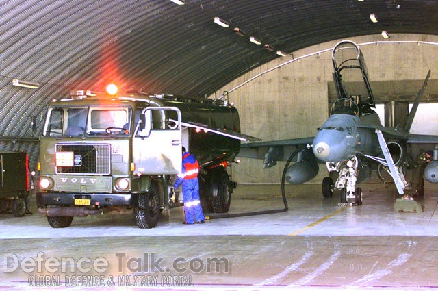 CF-18 Hornet and hangar