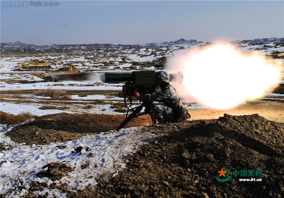 China Marines fire the man-portable anti-tank missile system