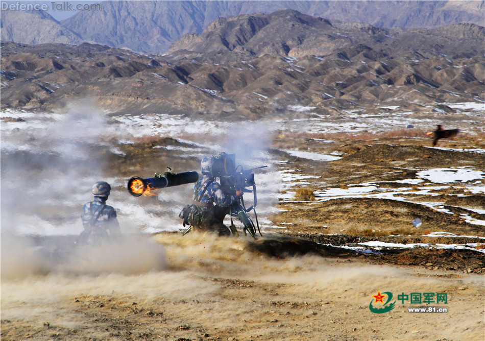 China Marines fire the man-portable anti-tank missile system