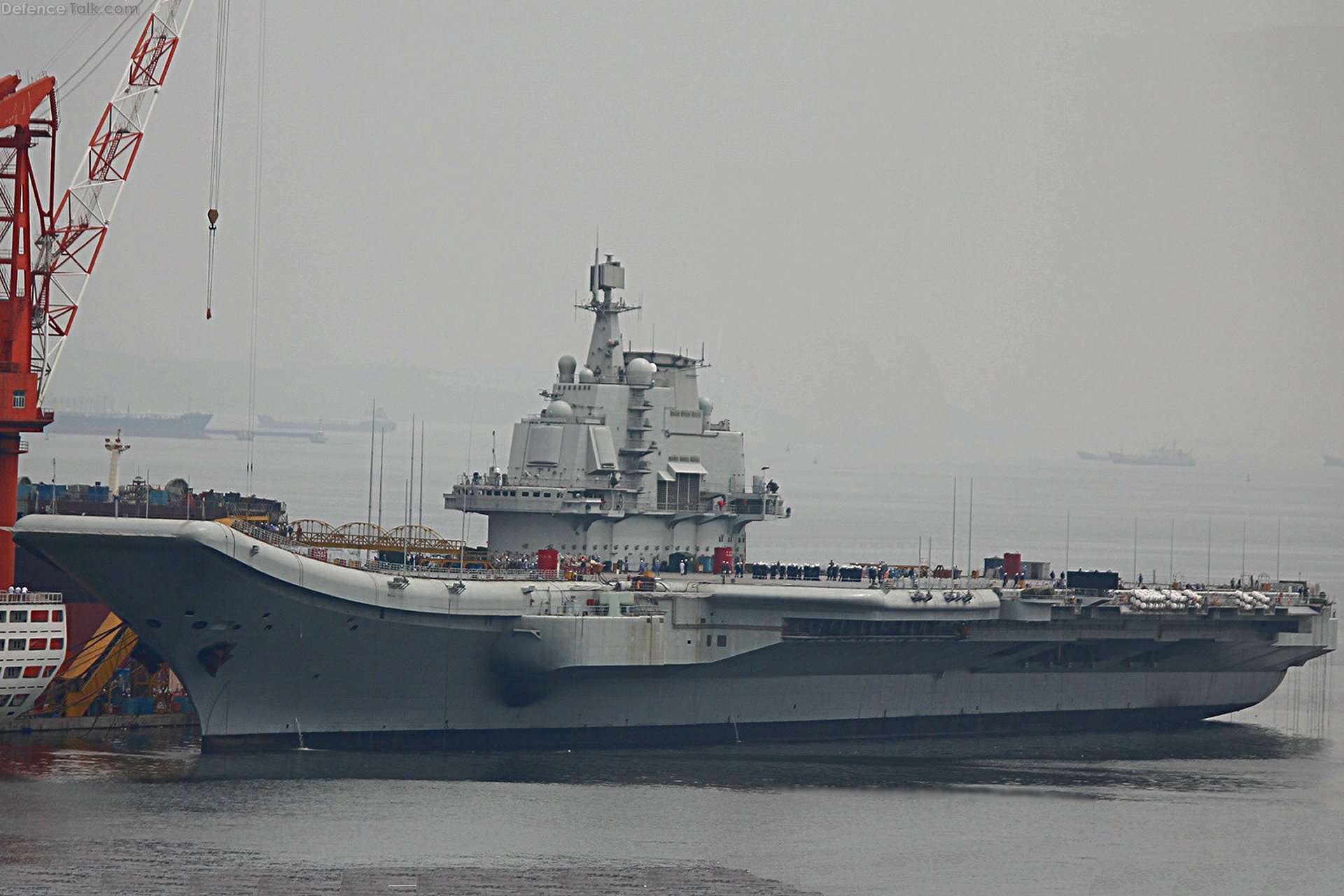 Chinese Aircraft Carrier from the port bow.