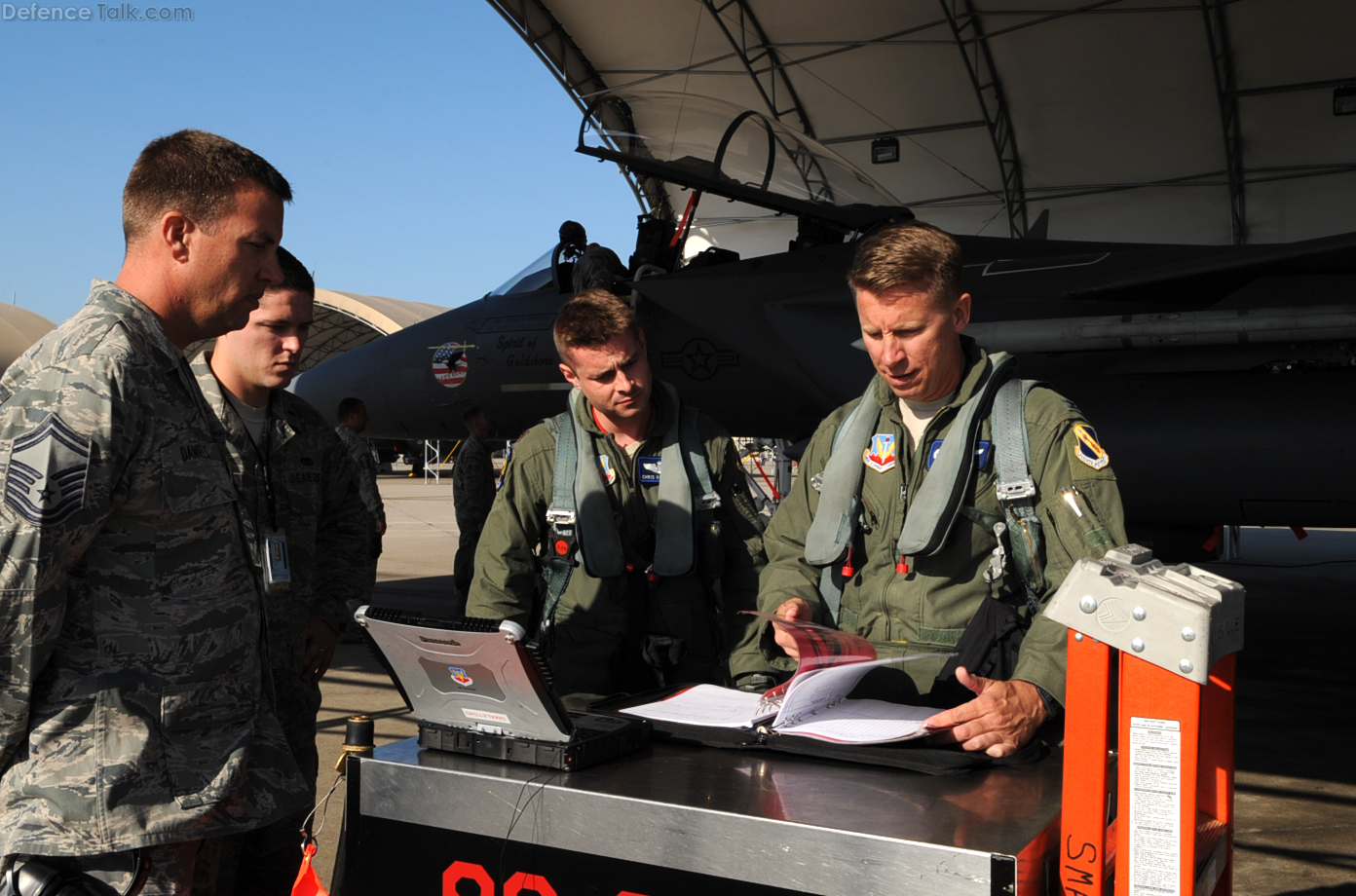 During a pre-flight inspection at Seymour Johnson AFB