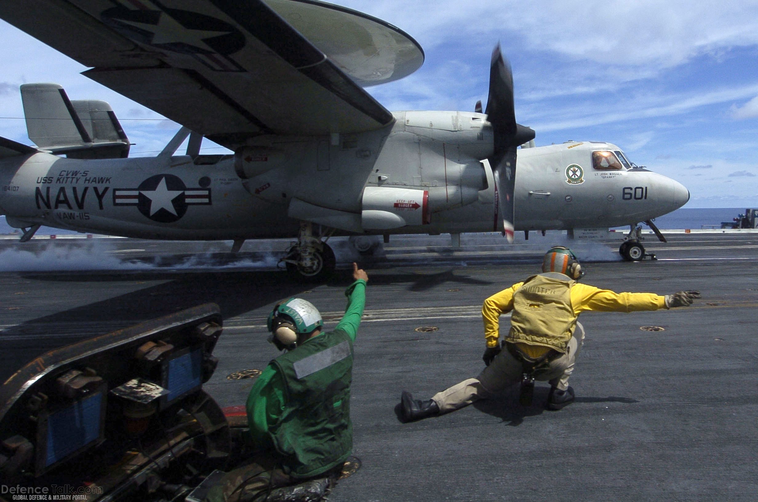 E-2C Hawkeye Aircraft on USS Kitty Hawk (CV 63) Aircraft Carrier - US Navy