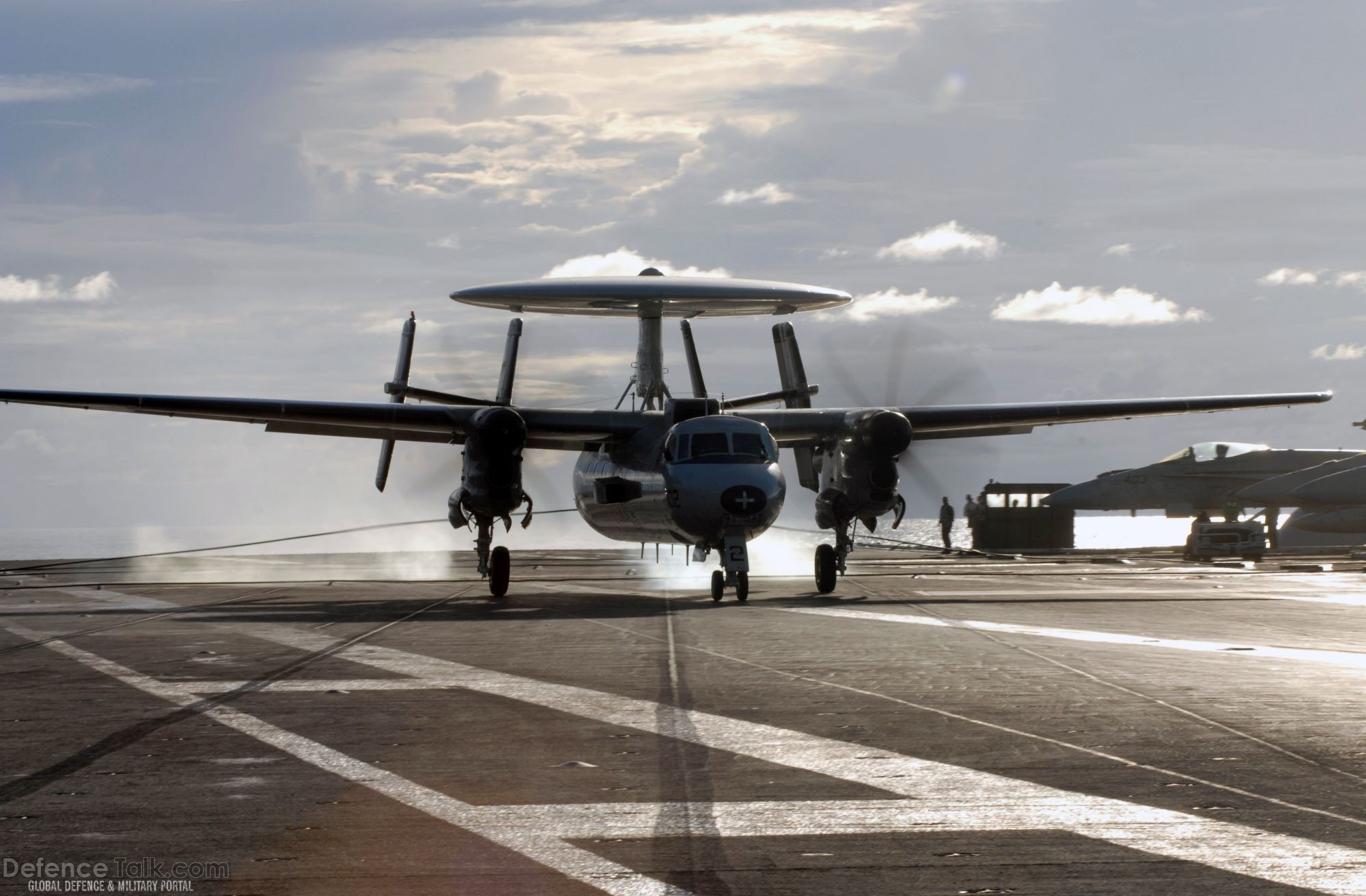 E-2C Hawkeye land on Nimitz-class aircraft carrier