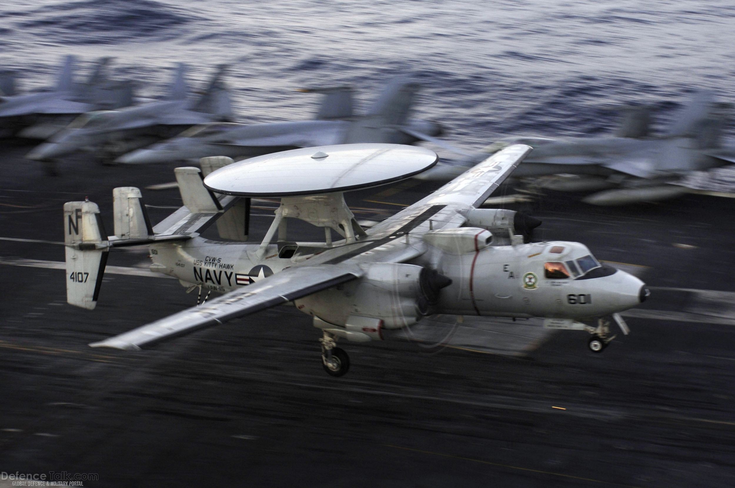 E-2C Hawkeye on USS Kitty Hawk (CV 63) Aircraft Carrier