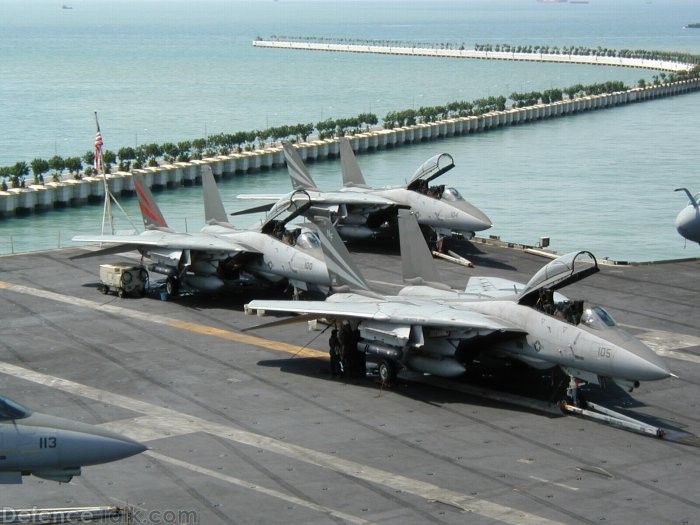 F-14's on USS Kitty Hawk in Singapore 2002