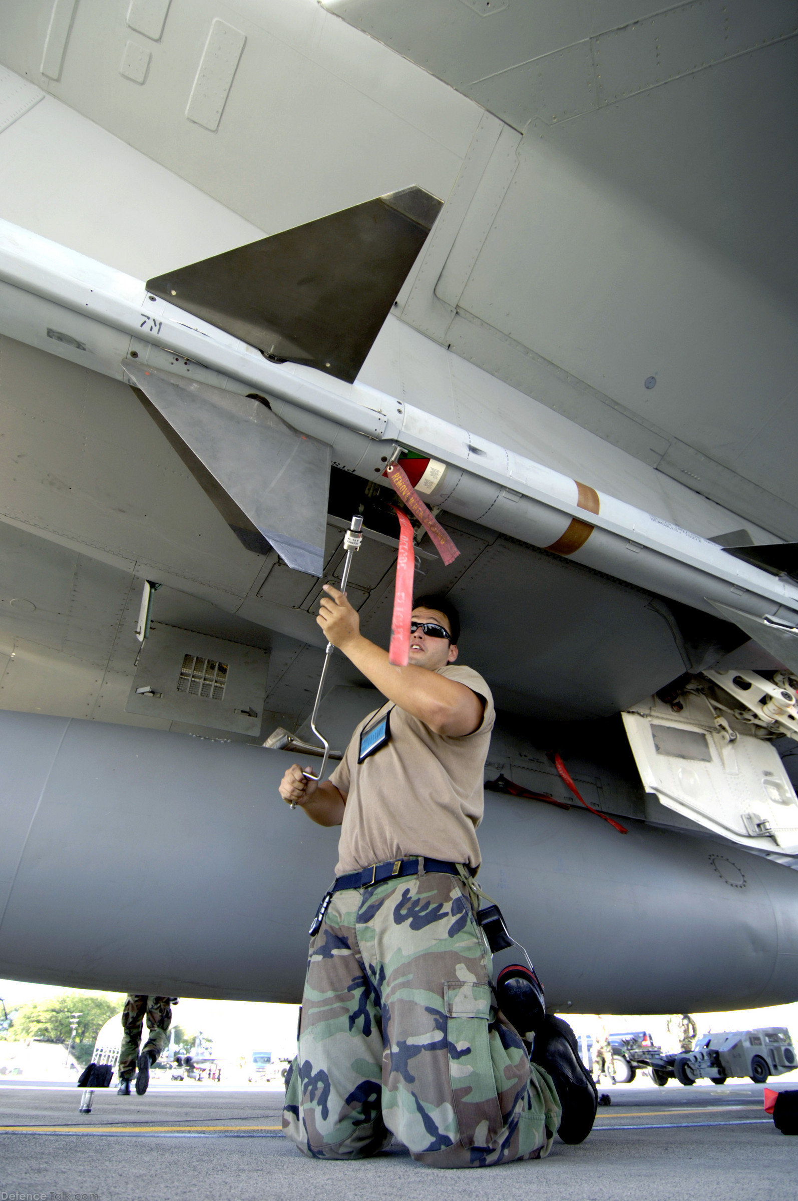 F-15E, loading an AIM-7 Sparrow missile