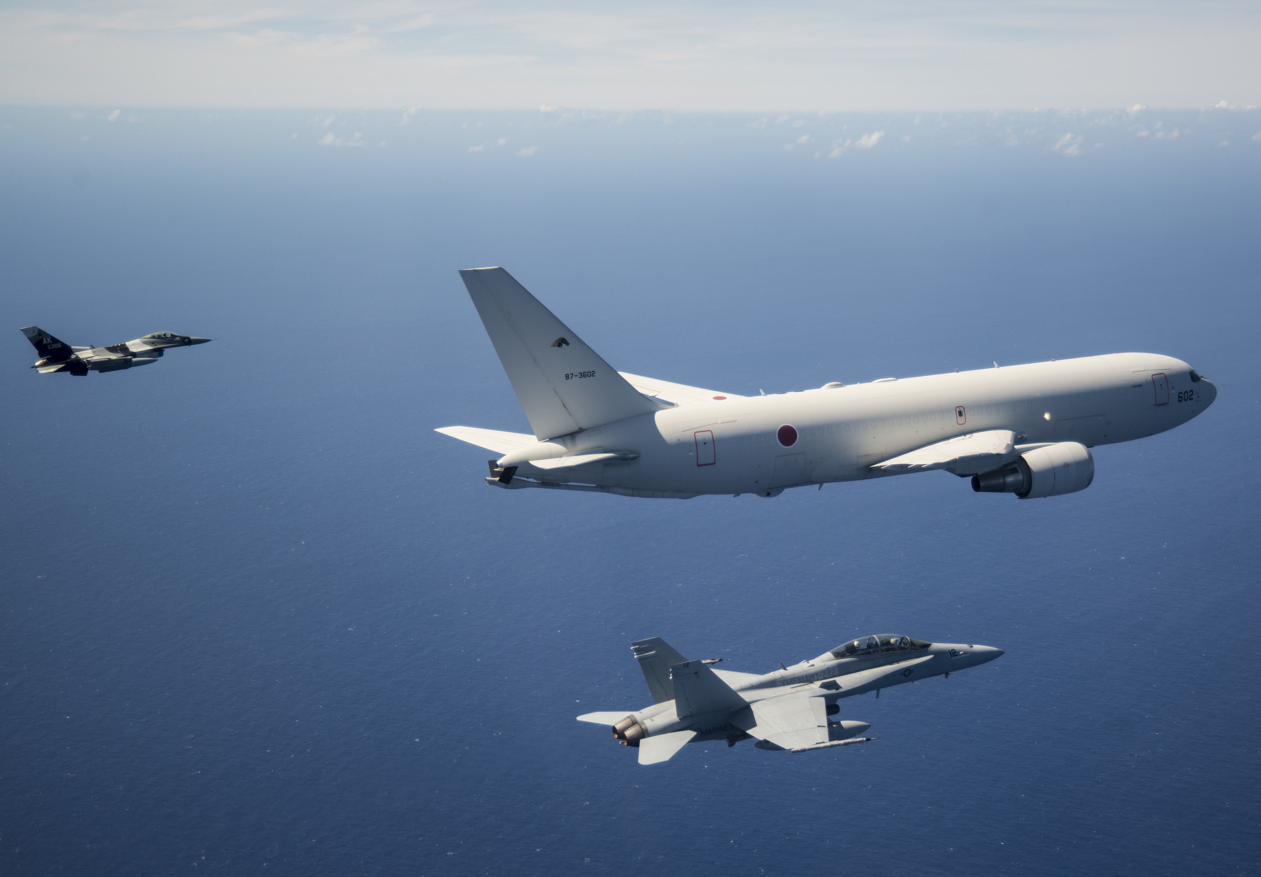 F-16, F-18 and Boeing KC-767 during Cope North 19