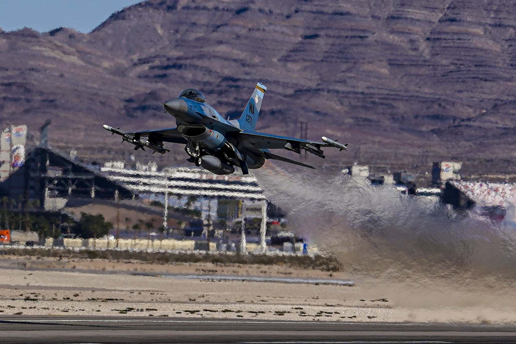F-16 Fighting Falcon, US Air Force, Takes Off At Nellis Air Force Base