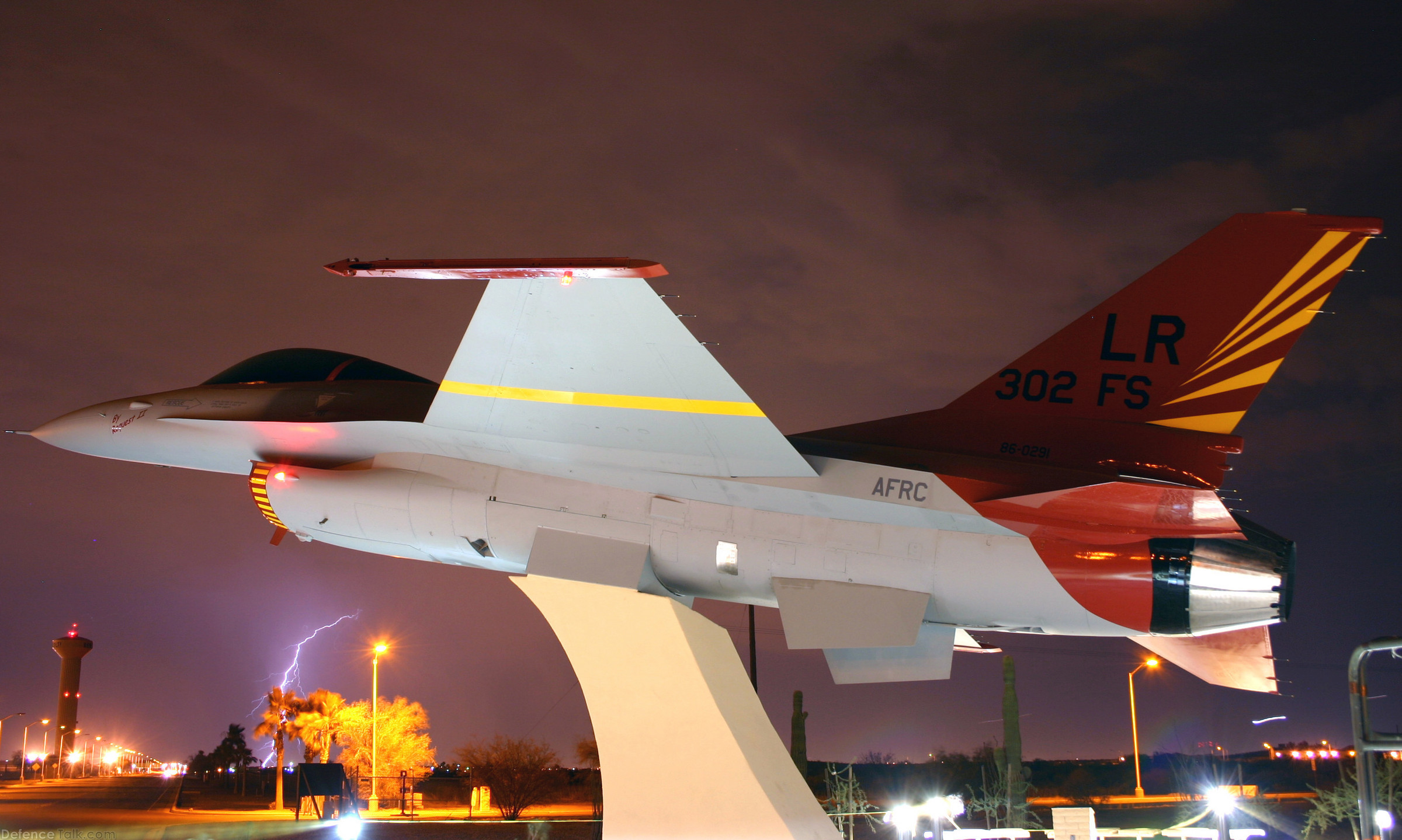 F-16 sits in the Tuskegee Airmen Memorial