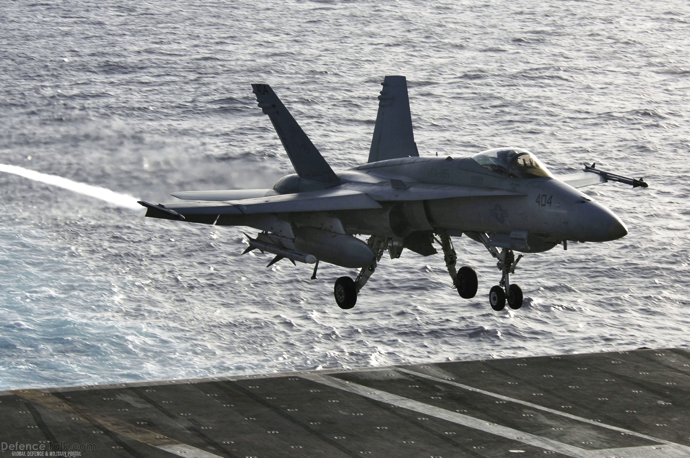 F-18 Fighter on USS Kitty Hawk (CV 63) Aircraft Carrier