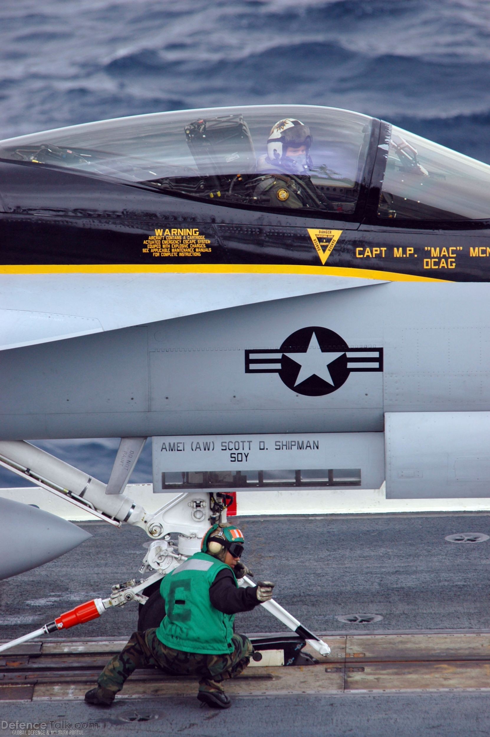 F-18 on USS Kitty Hawk (CV 63) Aircraft Carrier